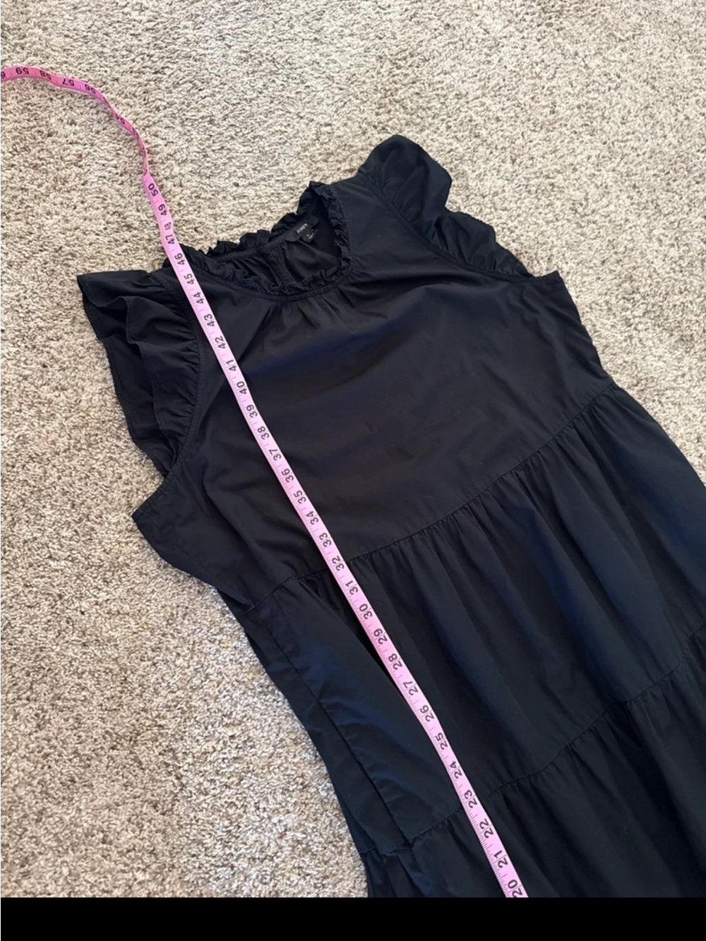 J.Crew Tiered ruffle-sleeve cotton poplin dress in Black size Large - Picture 11 of 12